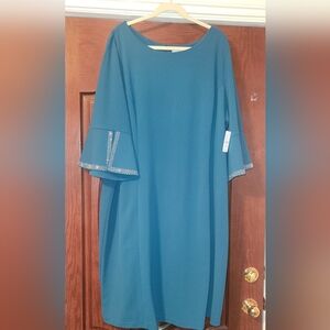 Elegant Teal Dress with Rhinestone Accents